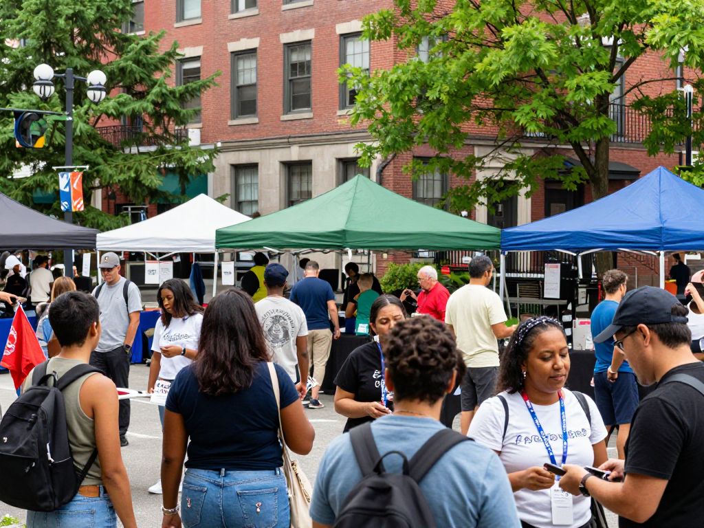 Diverse community members participating in a local event in Boston.
