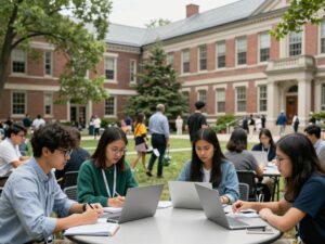 Boston university researchers collaborating on innovative projects.