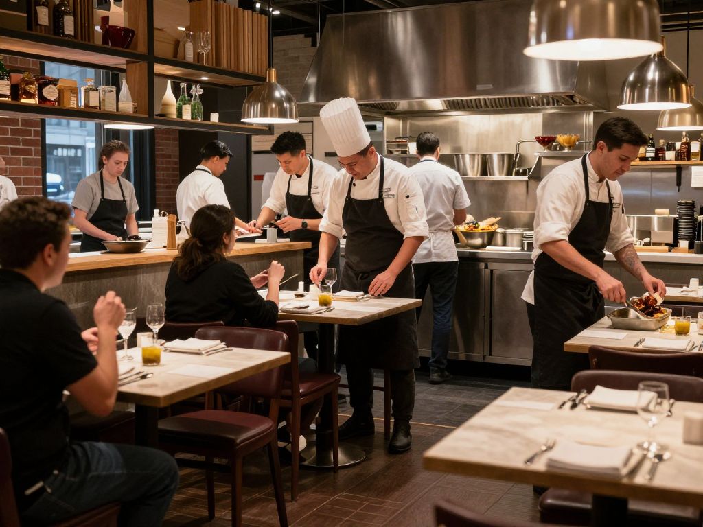 A bustling Boston restaurant showcasing culinary innovation.