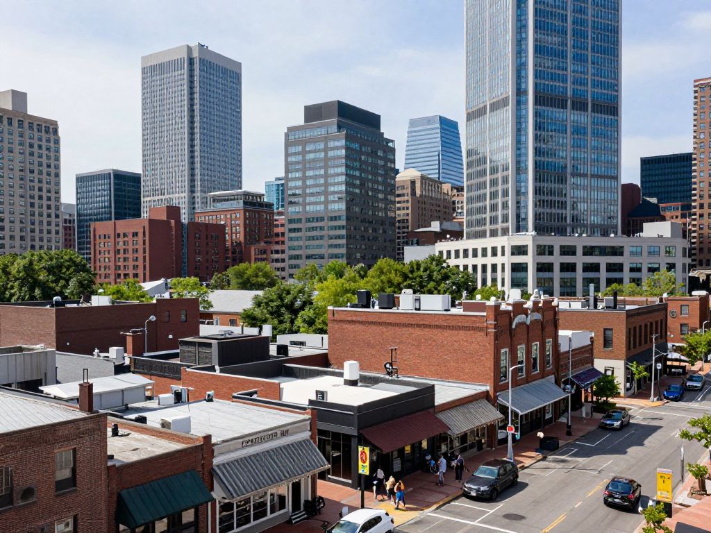 Boston cityscape highlighting small businesses and economic growth