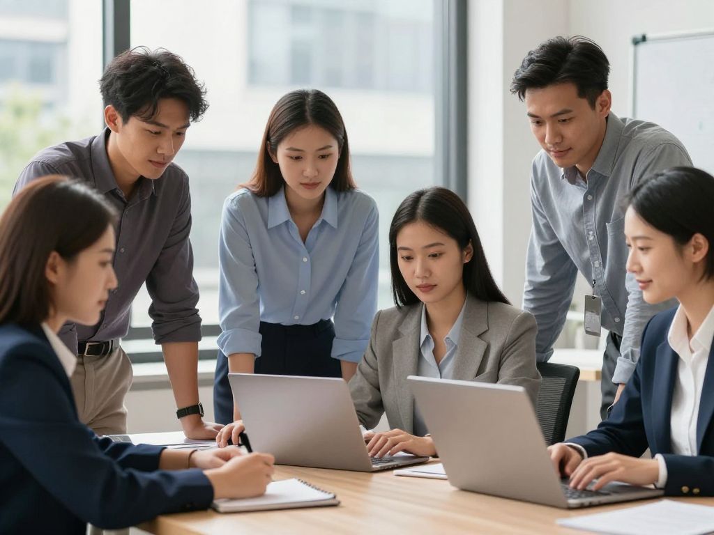 A diverse group of professionals in a meeting representing gender equality.