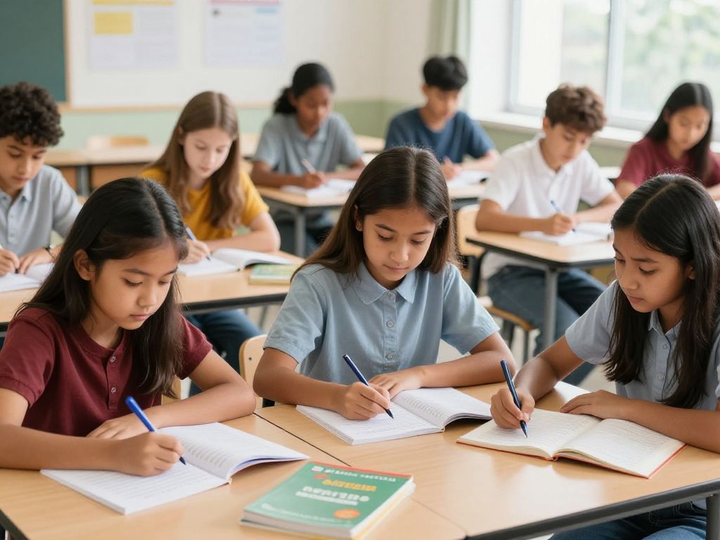 Diverse students in a multilingual classroom setting