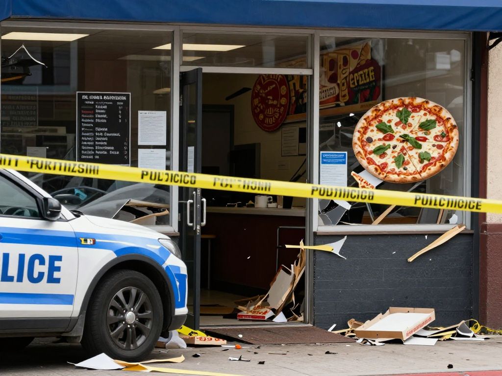 Damage caused by a break-in at a South Boston pizza shop