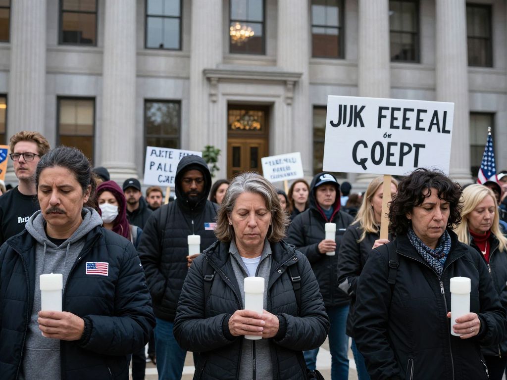 Community members protesting at JFK Federal Building in Boston