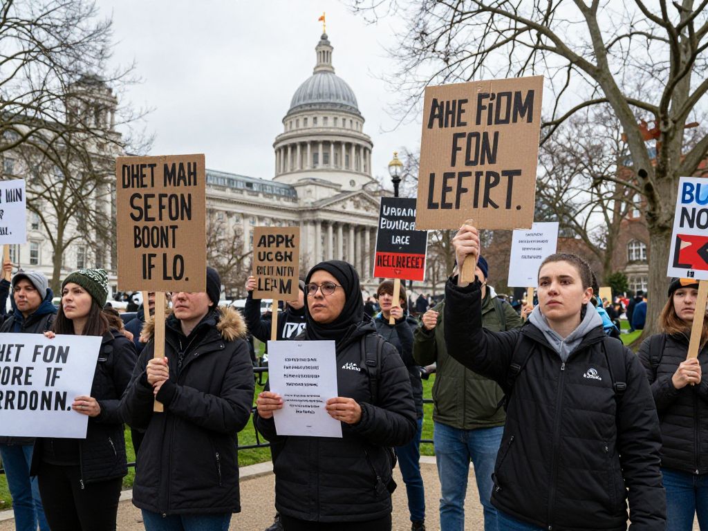 Protesters in Boston voicing opposition to U.S. military actions in Venezuela.