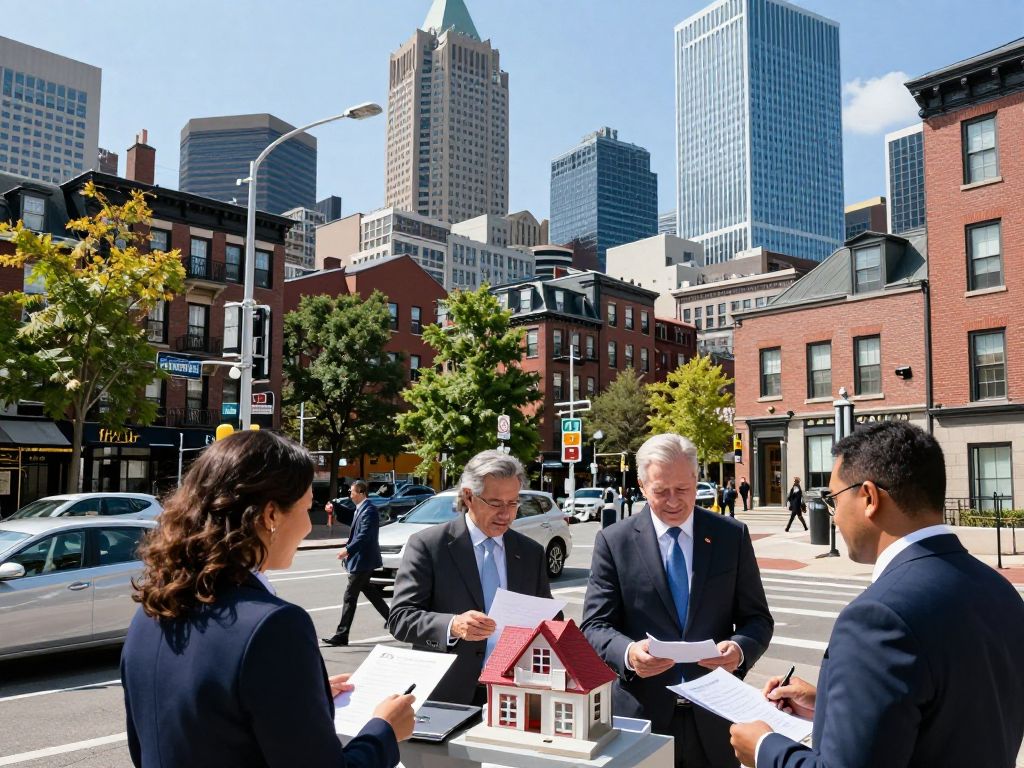 A busy Boston neighborhood with active real estate transactions
