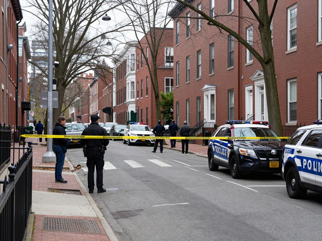 Police investigation scene on Washington Street in Roxbury, Boston