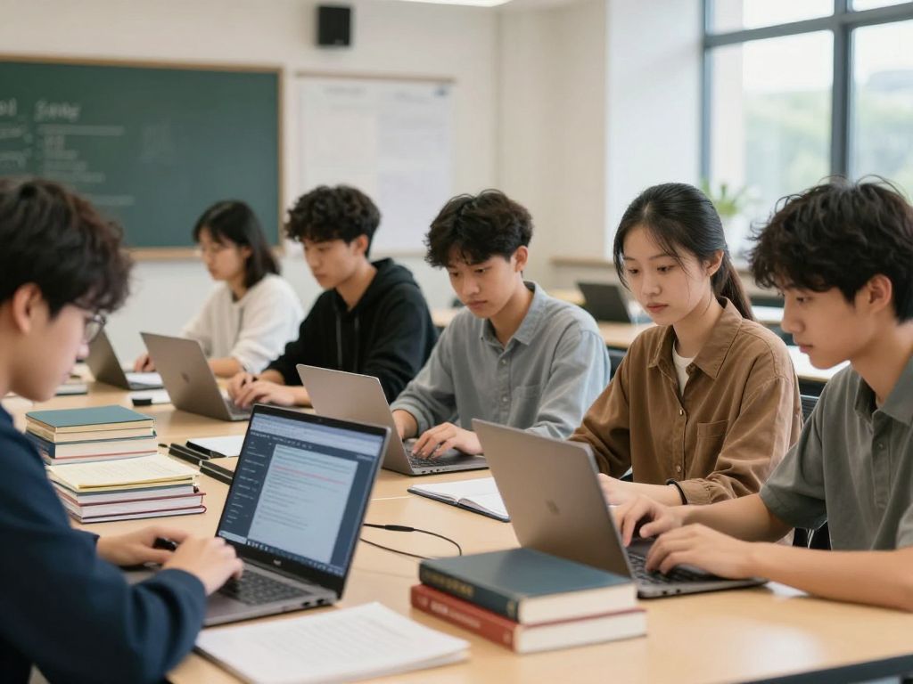 Students at Boston universities engaging with artificial intelligence technology.