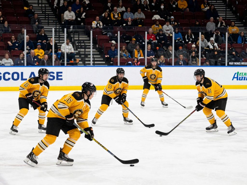 Boston University men's ice hockey players during exhibition against Simon Fraser