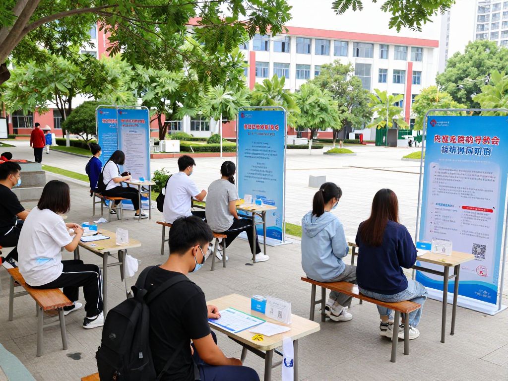 Students participating in an immunization clinic on Boston University campus.