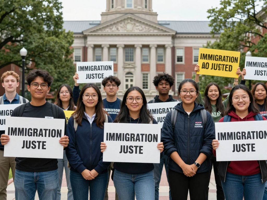 Students protesting for immigration rights at Boston University