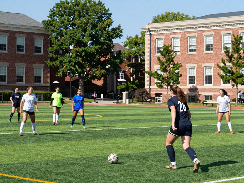 Students playing soccer at Boston University