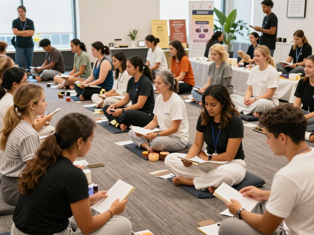 Participants exploring wellness treatments at a Boston event