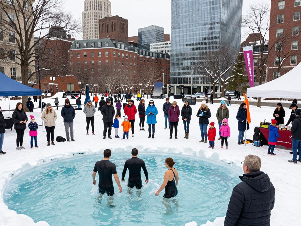 People engaging in winter community events in Boston