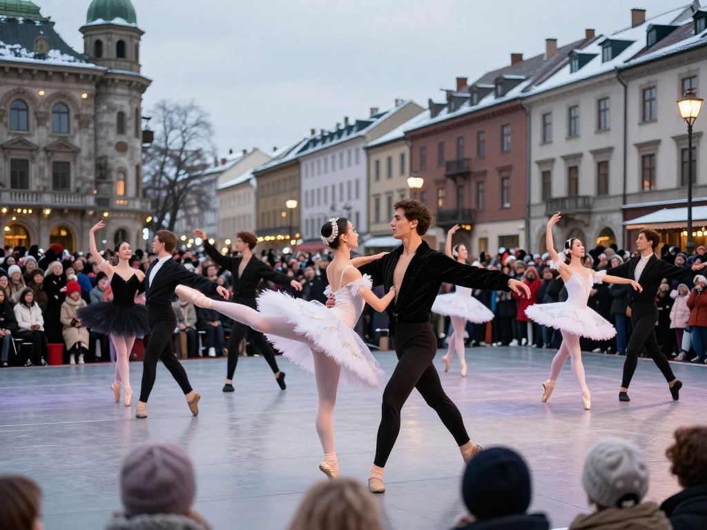 A gathering of dancers performing during Boston's winter dance season