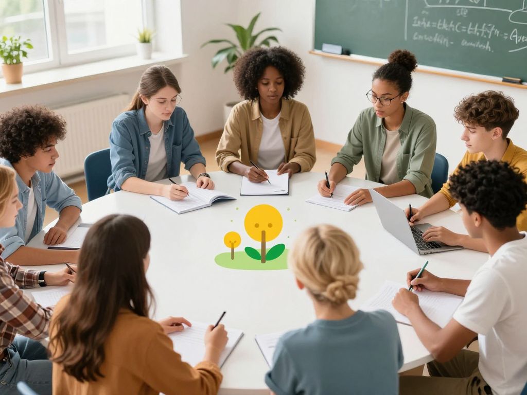 Students at Brandeis University collaborating on skill development.