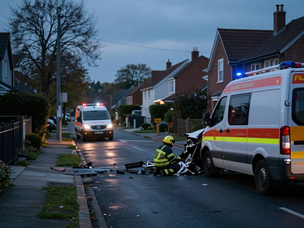 Emergency responders at the scene of a pedestrian accident in Bridgewater