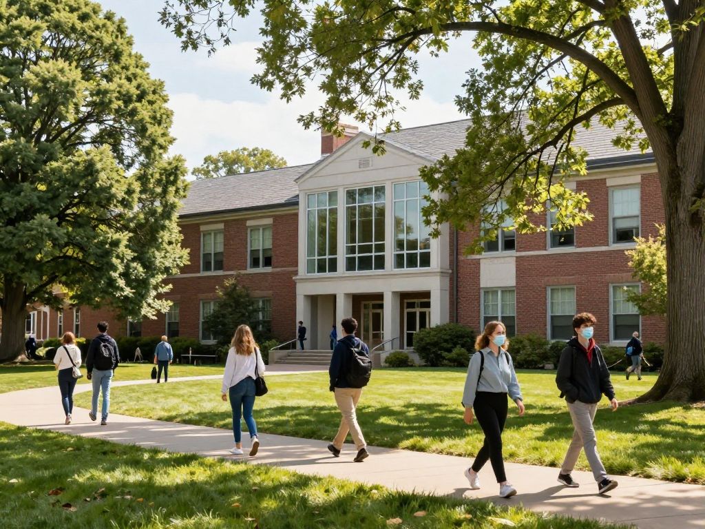A peaceful New England university campus.