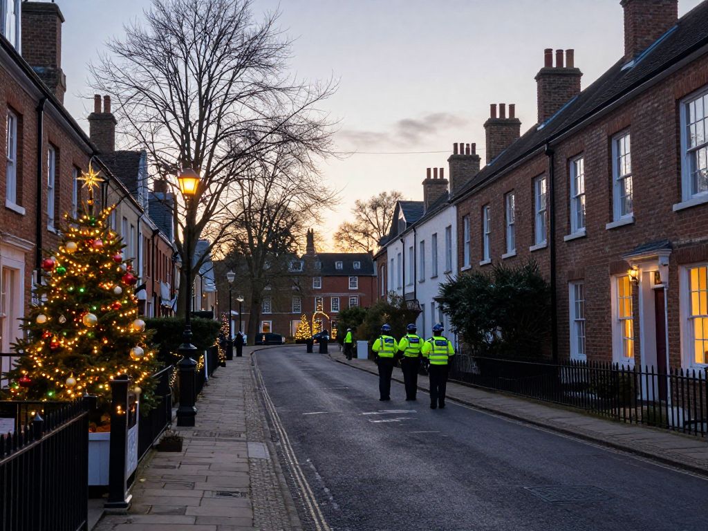 Police officers investigating a shooting scene in Cambridge