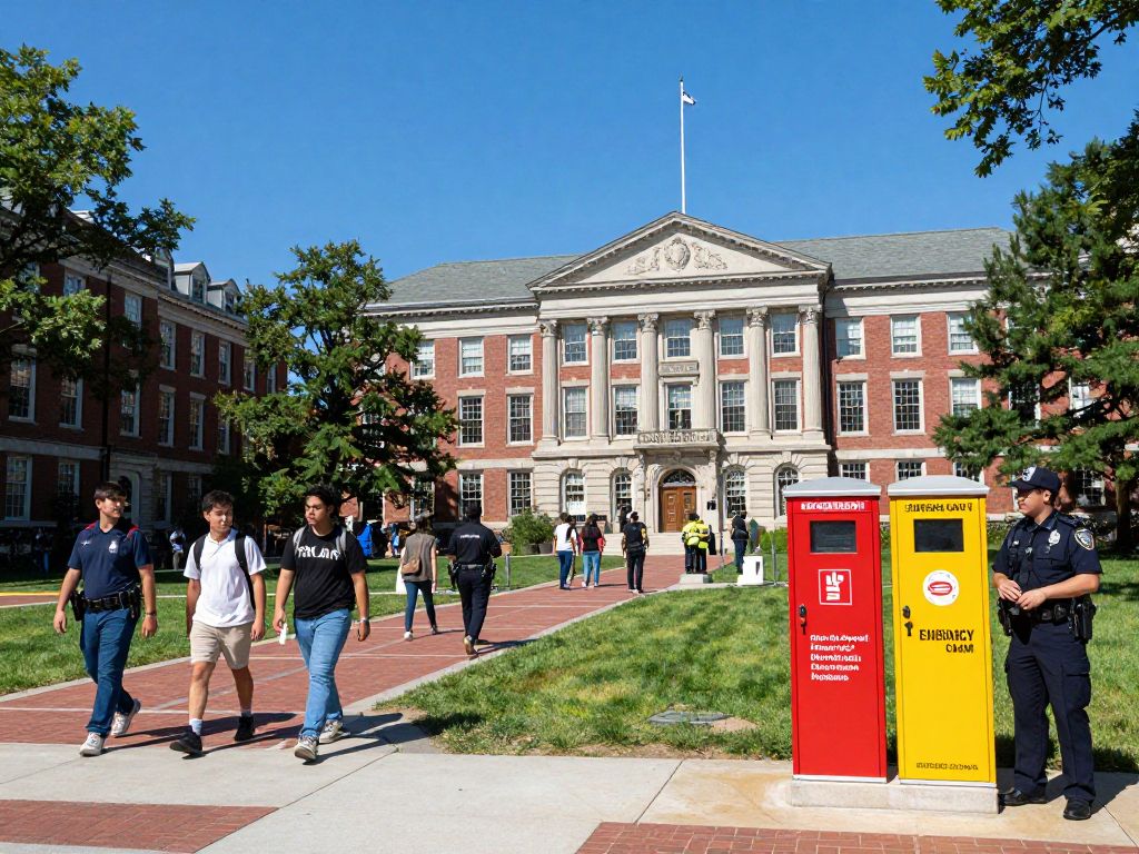 Students navigating a secure university campus in Boston