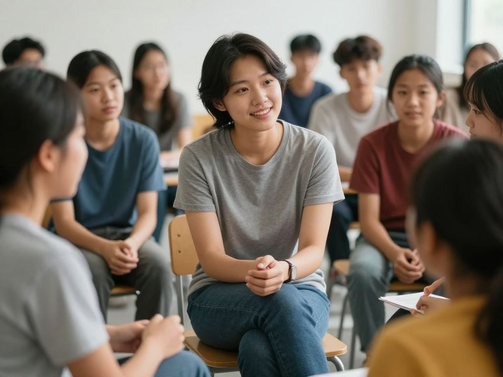 Young people interacting positively in a supportive environment