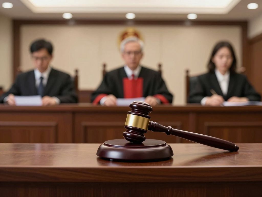 Interior view of a courtroom during a wire fraud case