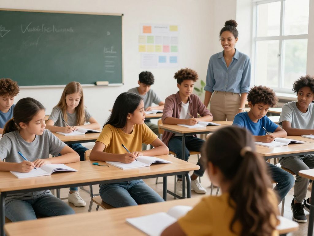 A diverse group of students and teachers collaborating in a classroom environment that promotes inclusion.