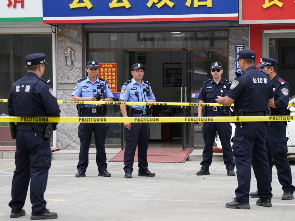 Police investigating an armed robbery scene