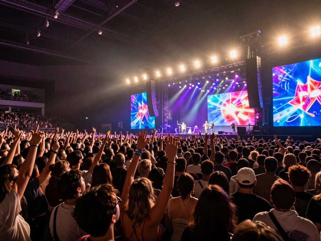 Excited crowd at a Dua Lipa concert
