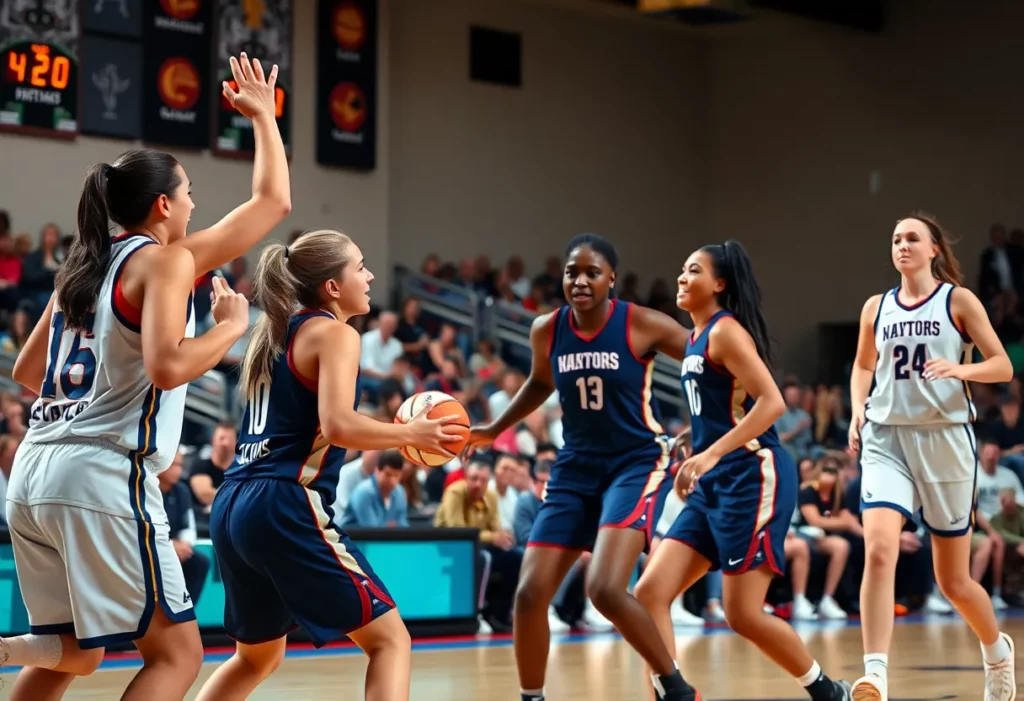 Durfee girls basketball team playing during a game