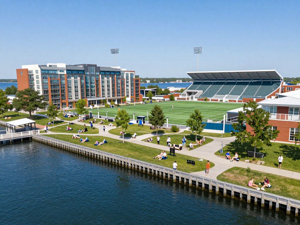 Render of Everett's new hotels and soccer stadium by the waterfront