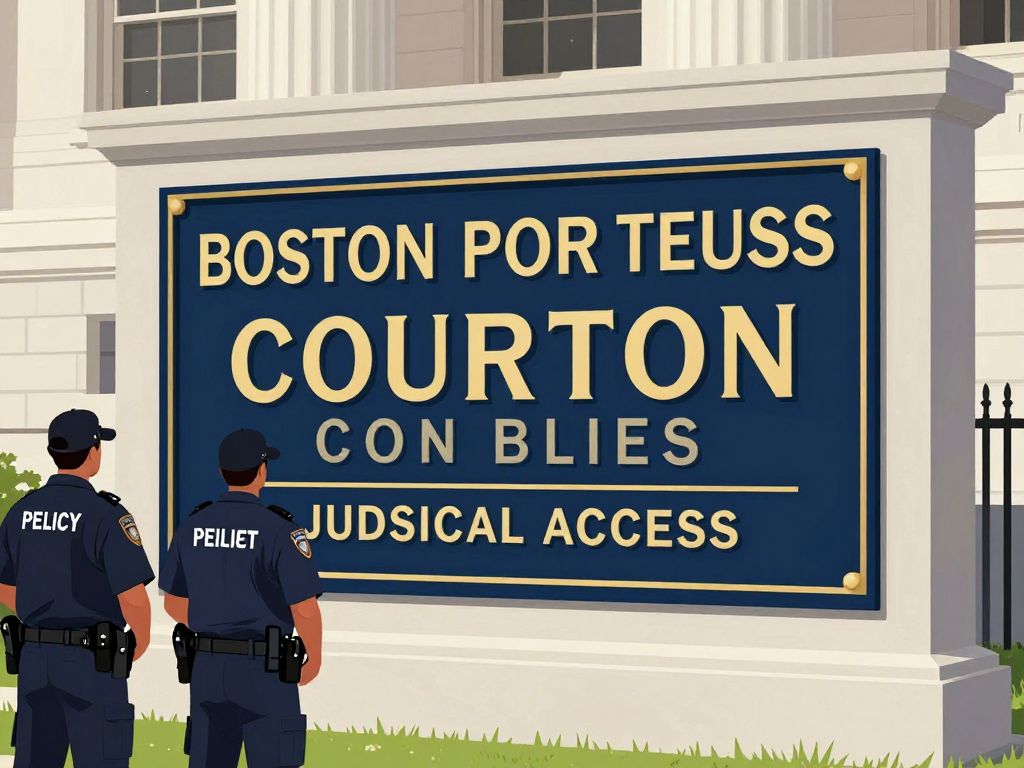 Immigration agents outside a Boston courthouse