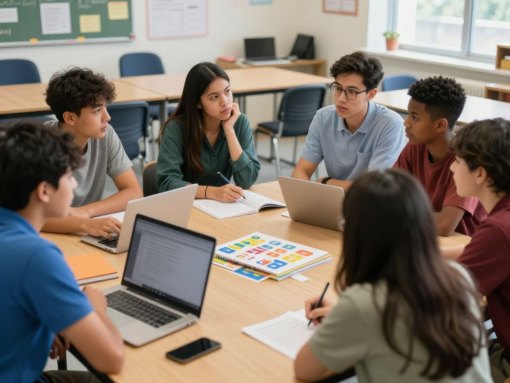 Students in discussion about school policies and equity
