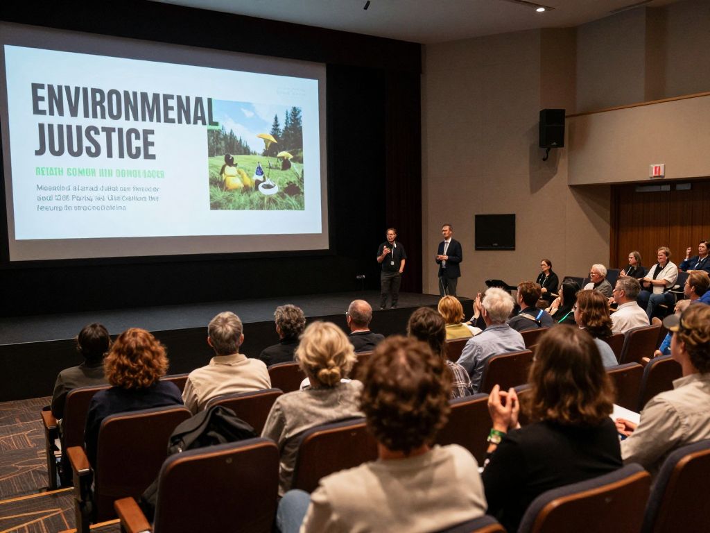 Audience at the Harm in the Water documentary screening at Ford Hall Forum