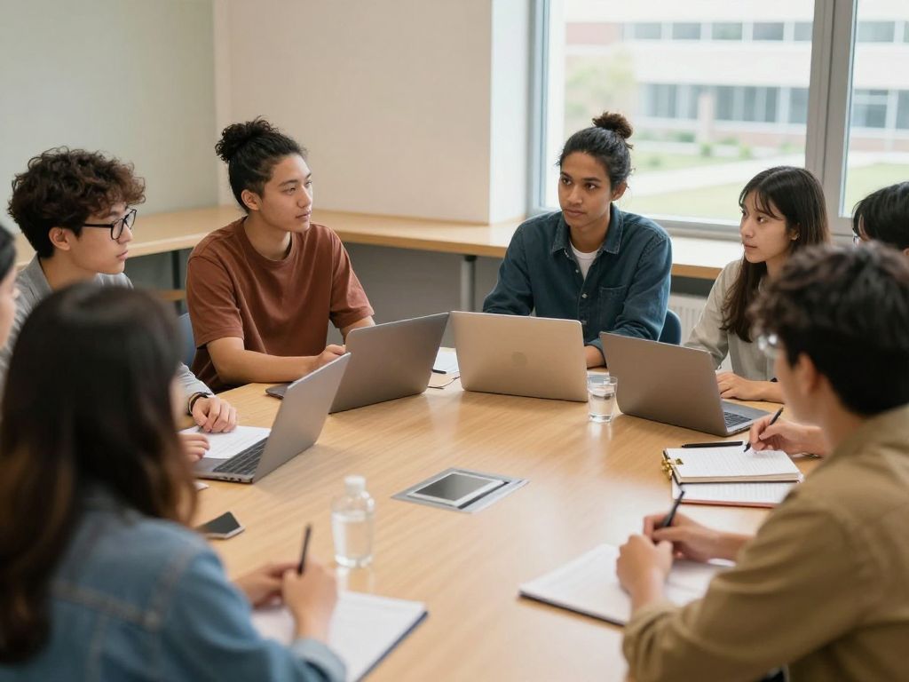 Students debating on Harvard University's campus