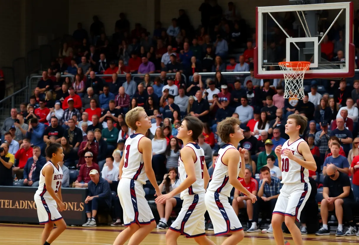 High school athletes playing basketball in Massachusetts