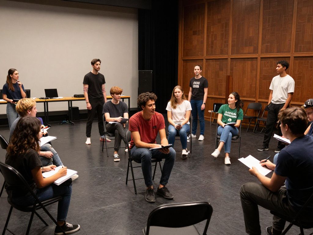 Young actors rehearsing in The Hive Theater Company