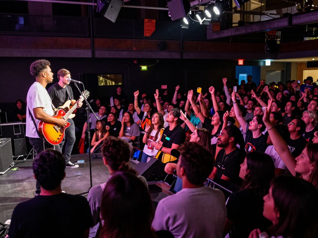 Crowd enjoying live music at Hooligan Holiday Boston concert