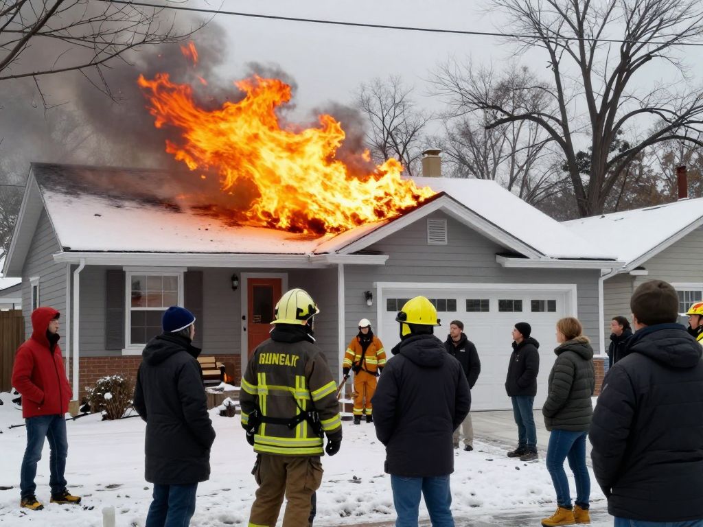 Firefighters battling a house fire on James Road in Reading