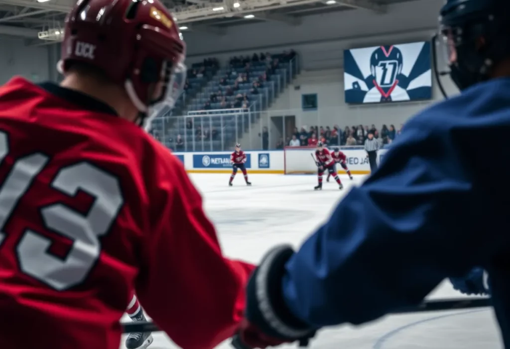 HPNA girls' hockey team celebrating after a victory