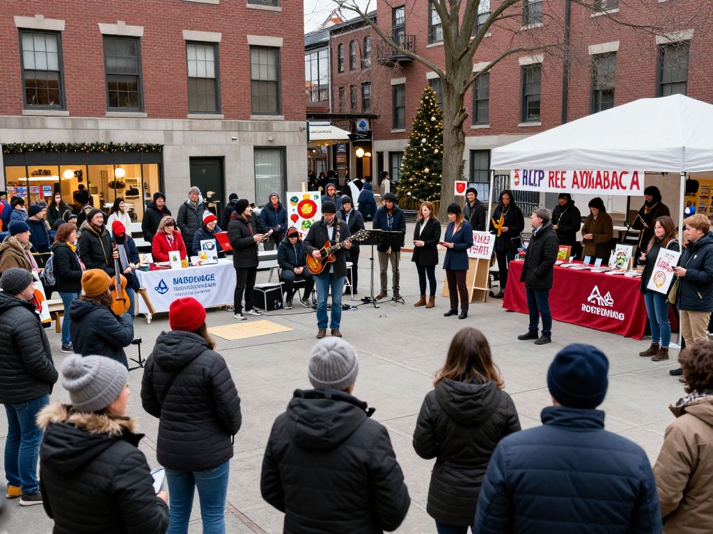 Community members participating in cultural events and activities in Boston during January