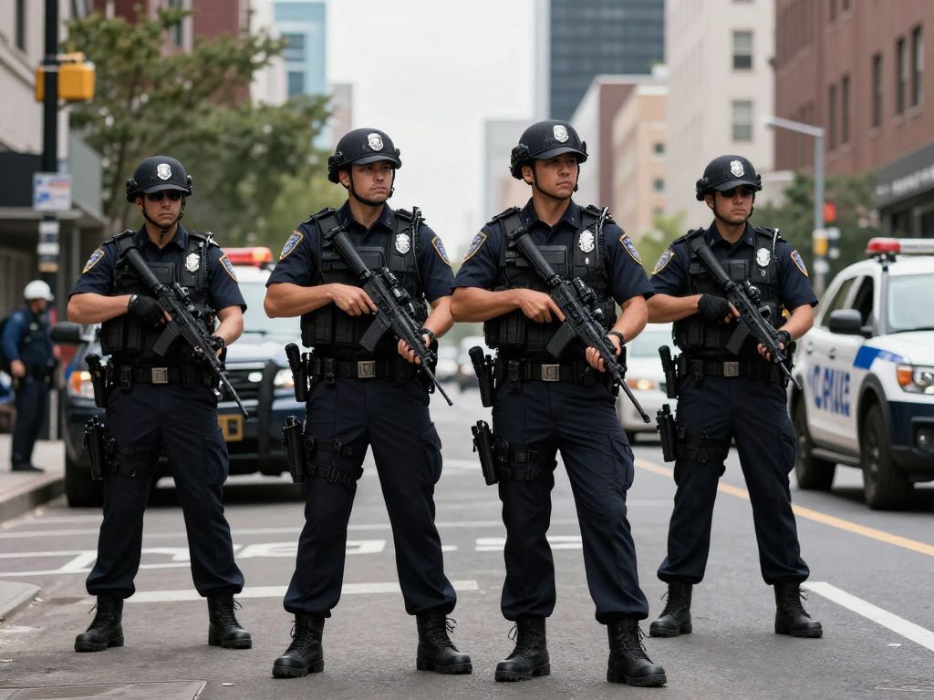 Law enforcement officers conducting a drug bust operation