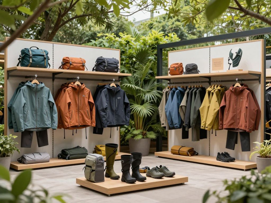 Display of L.L.Bean outdoor gear in a retail environment