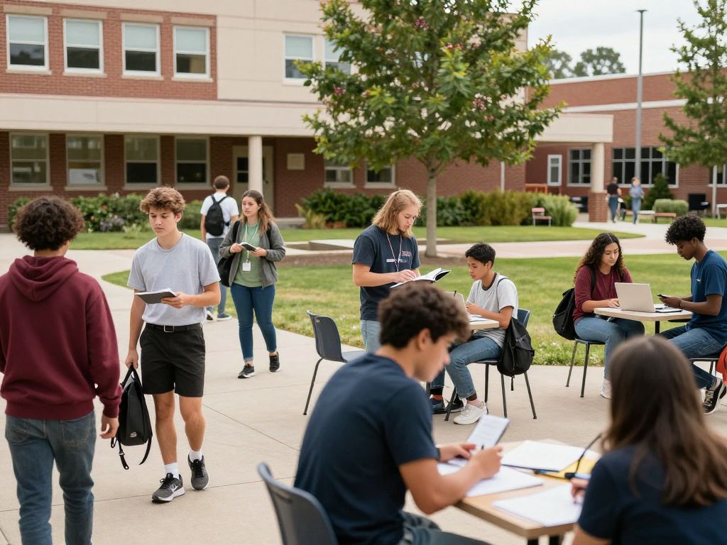 Students engaging in learning activities at Massachusetts Bay Community College