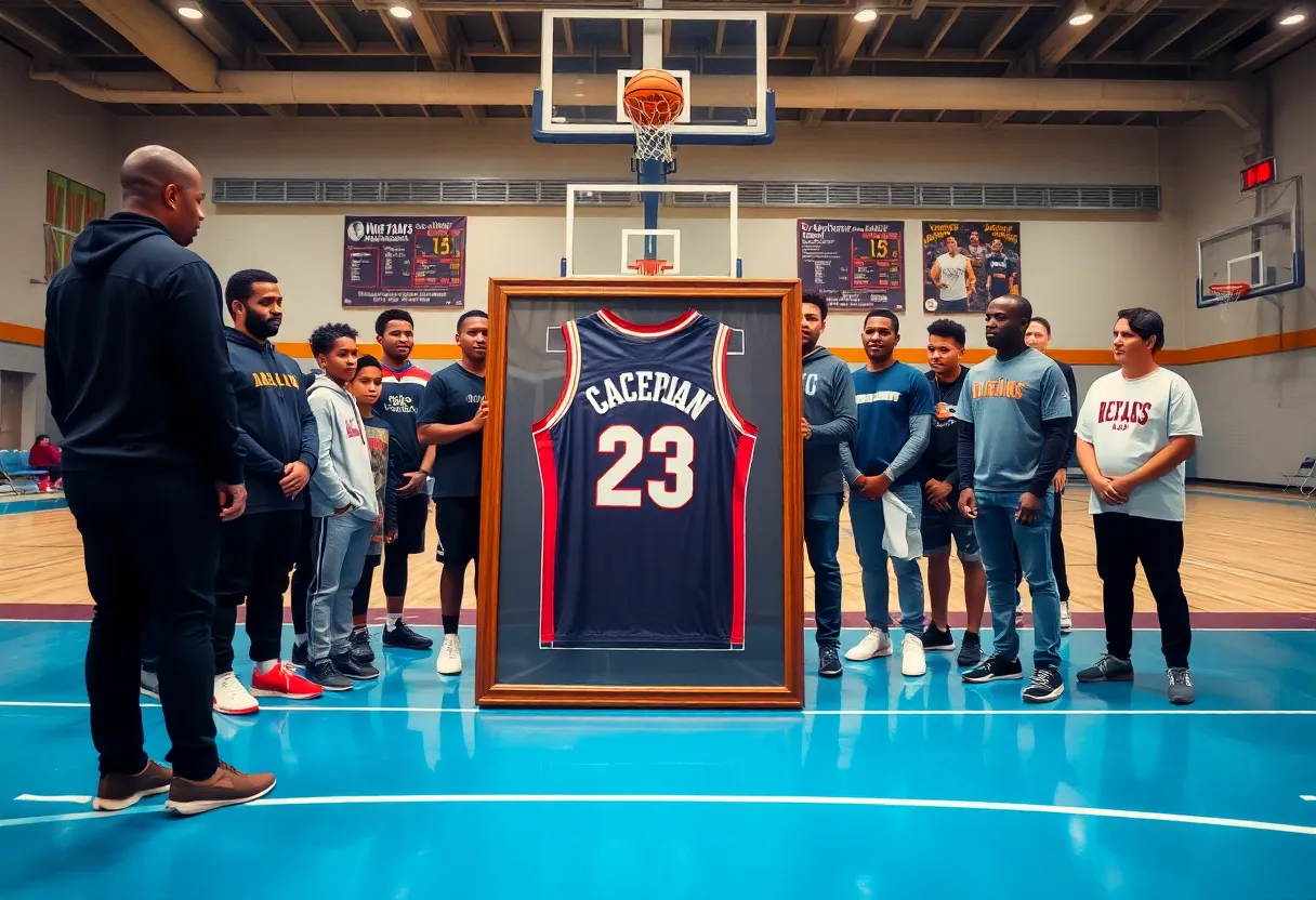Framed jersey of Mike Babul displayed at North Attleborough High School