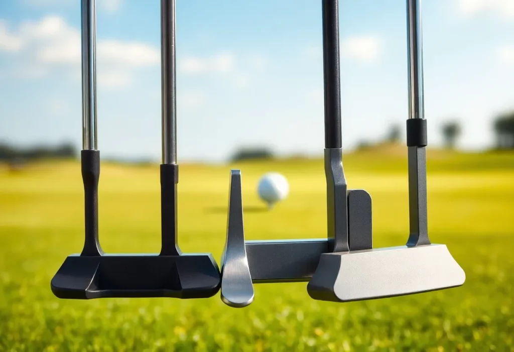 Mizuno M.CRAFT City Series golf putters displayed in a row