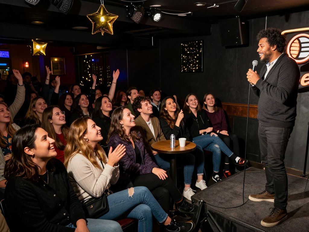 Audience enjoying a New Year's Eve comedy show at Apex Entertainment Marlborough