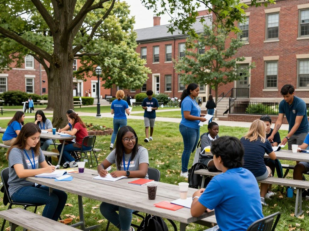 Students from Northeastern University participating in community engagement activities in Boston.