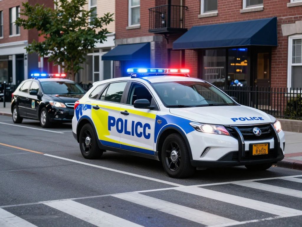 Police vehicle responding to an incident in Dorchester