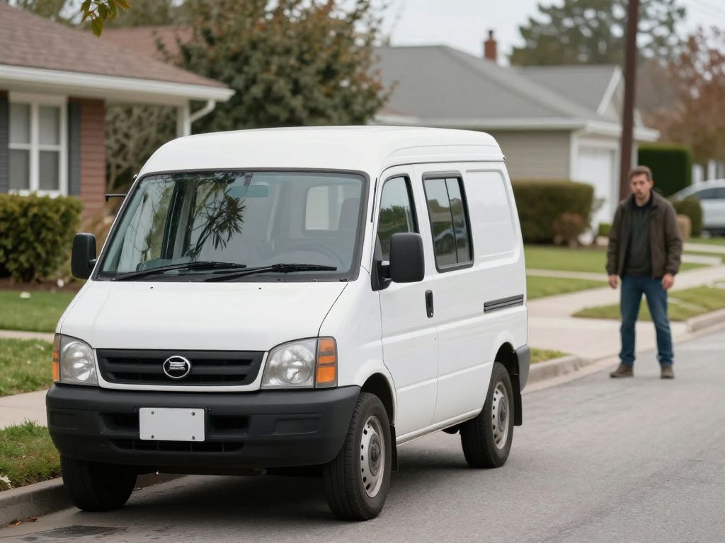 USPS vehicle in Jamaica Plain with a focus on the area around it.